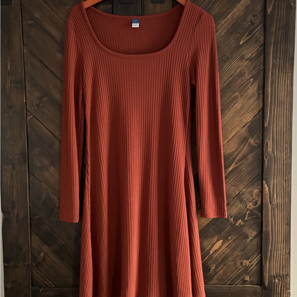 Old Navy Terracotta Ribbed Midi Dress